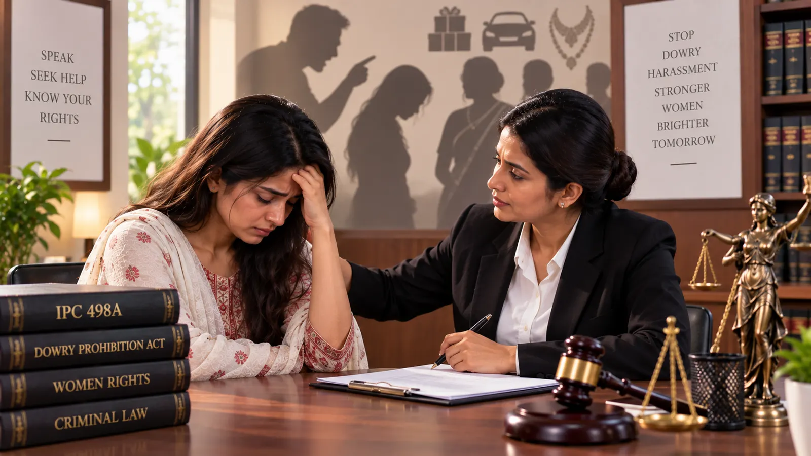 Advocate providing confidential support regarding dowry harassment